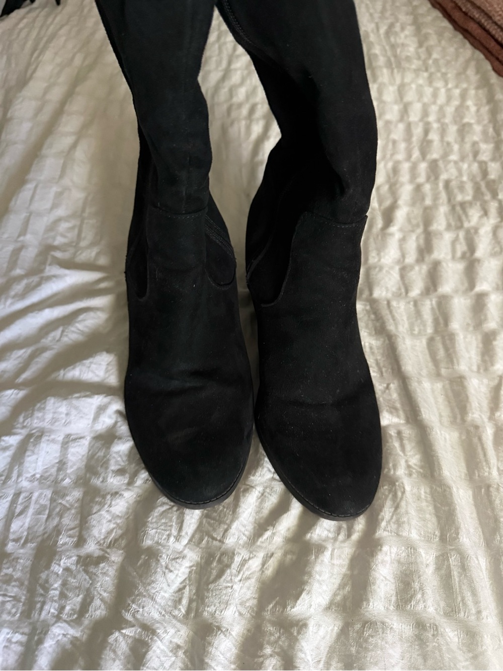 me too Black Suede Knee Boots